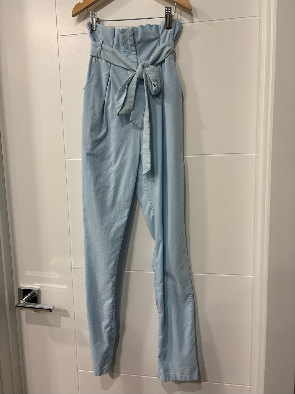 Hera Collection Light Blue Paperbag Tie-Waist Trousers